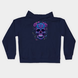 Funny Sugar Candy Skull With Flowers Kids Hoodie